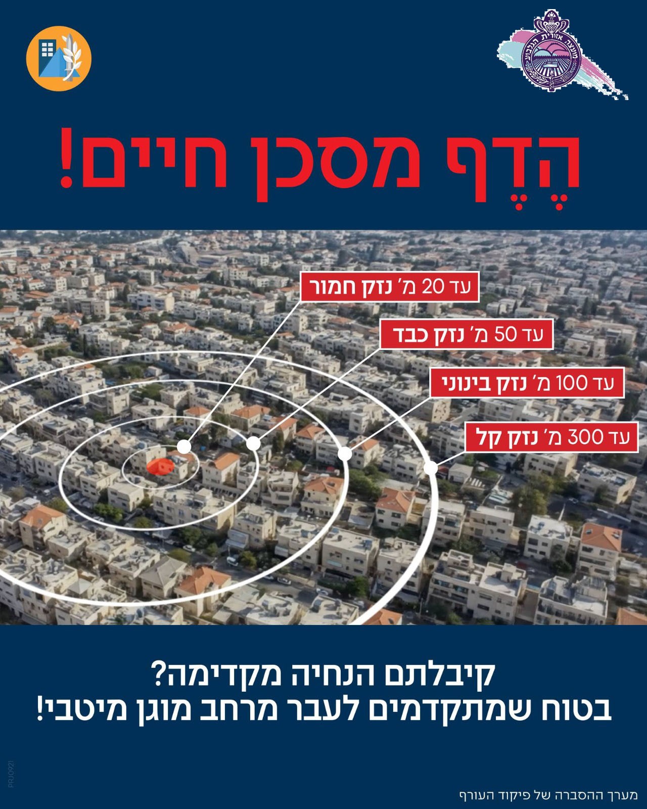 ההדף מסכן חיים! כפי שכולנו ראינו, ההדף שיוצרים הטילים הבליסטיים הוא עצום ומסכן חיים! קיבלתם הנחיה מקדימה? לא מהמרים! מתקרבים לעבר מרחב מוגן מיטבי. בעת קבלת התרעה נכנסים למרחב המוגן ולא יוצאים עד לקבלת הנחיה מפורשת מפיקוד העורף.